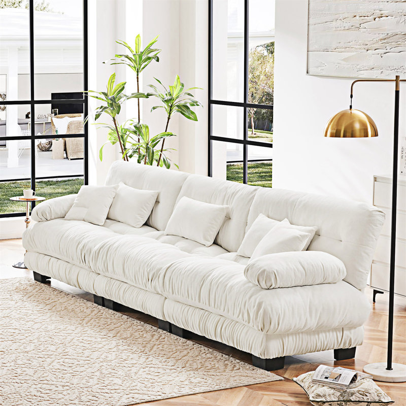Upholstered Modular Sectional Sofa Couch, White