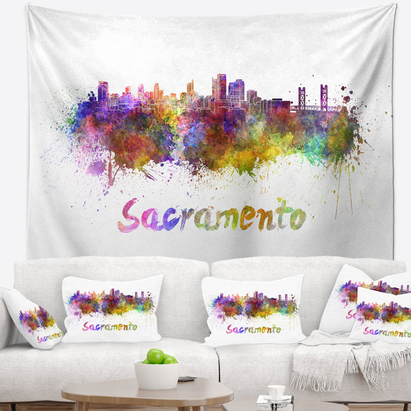 Sacramento skyline tapisserie Cityscape, H 68 po x l 80 po