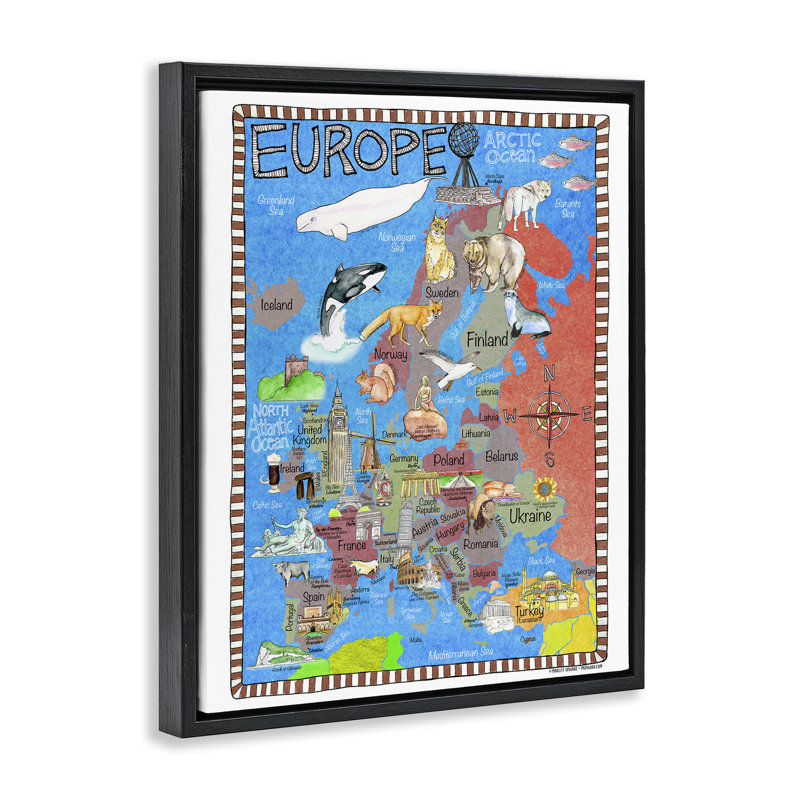 Art mural sur toile "Europe Europe" encadrée par Marley Ungaro, Cadre flottant noir de jais, H 21 po x l 17 po
