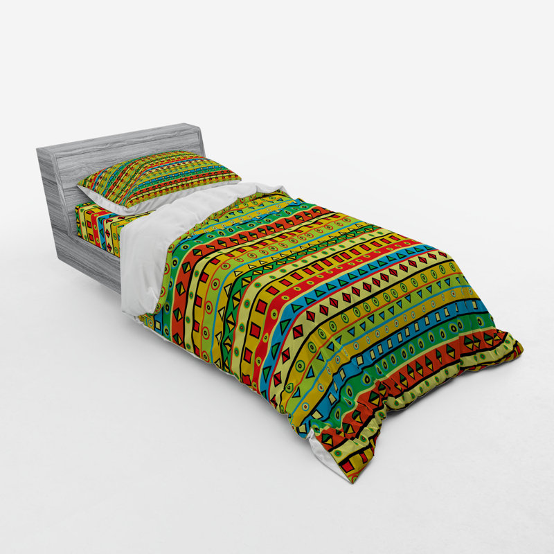 Rustic Polyester Striped Duvet Cover, Twin XL Duvet Cover + 2 Additional Pieces