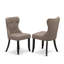 L'ensemble de table de salle à manger 3 pièces comprend 1 table de salle à manger et 2 chaises de salle à manger en tissu de lin à dossier capitonné avec têtes de clou - finition noire brossée-592942744-592942751-559233966