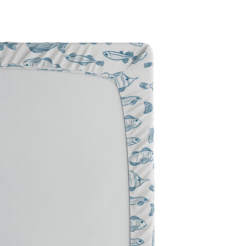 Microfiber Fitted Sheet, Twin XL Fitted Sheet, Blue Fish