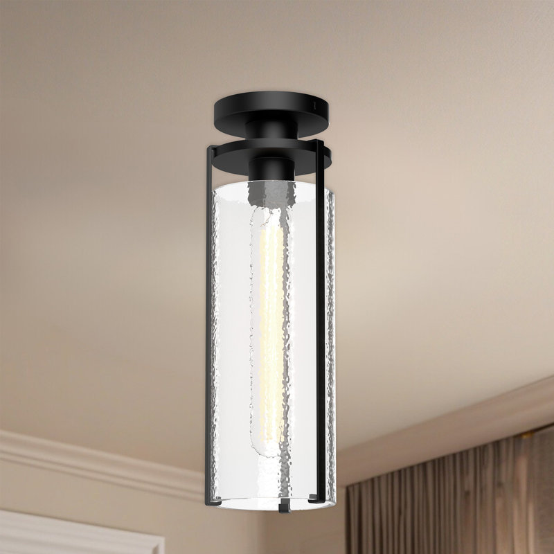 Plafonnier encastré 1 lumière 5,5 po Belmont, Verre transparent / noir mat