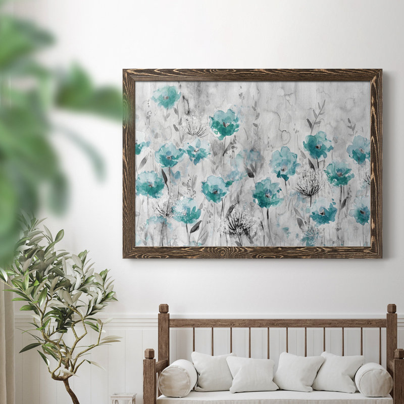 Poppy Garden - Peinture sur toile encadrée, H 31,5 po x l 23,5 po x P 1,5 po, Noyer