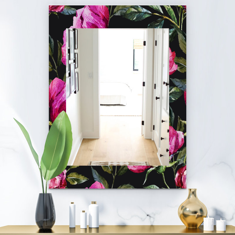 Miroir décoratif 25 fleurs obsidian, H 39,4 po x l 29,5 po