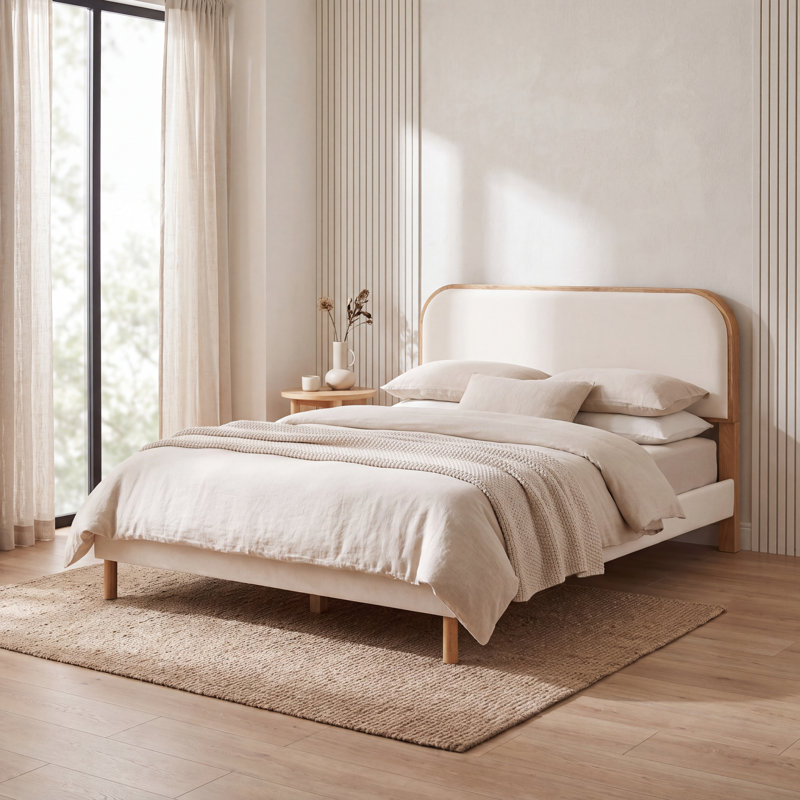 Arula Upholstered Solid Wood Queen Bed
