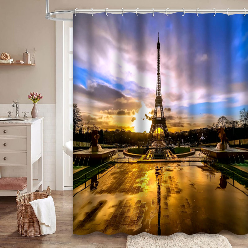 Paris, Tour Eiffel, célèbre rideau de douche avec 12 crochets, L 72 po x l 72 po