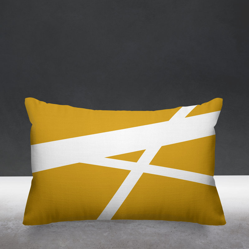 Seward Geometric Diamond Indoor/Outdoor Throw Pillow, Navy Blue