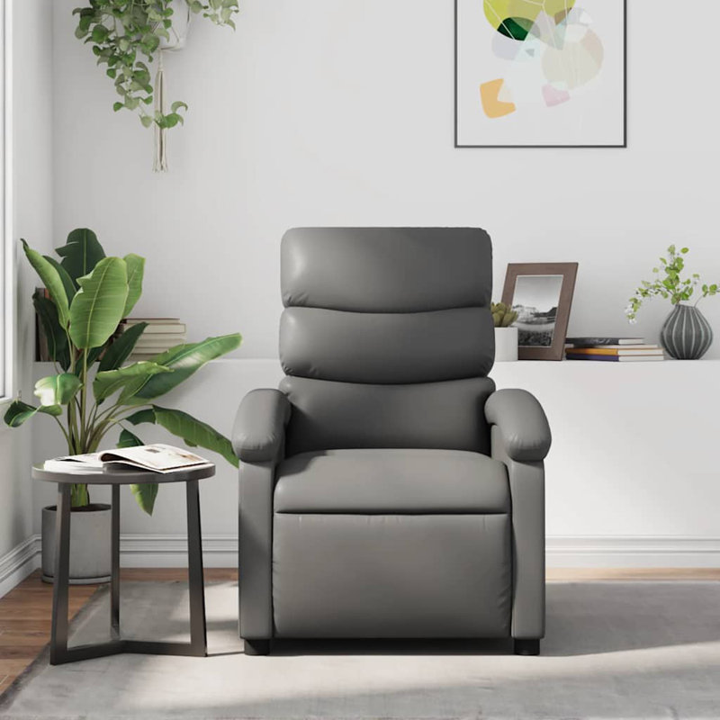 Fauteuil inclinable vidaXL, dossier / repose-pieds réglable, cuir, Similicuir gris