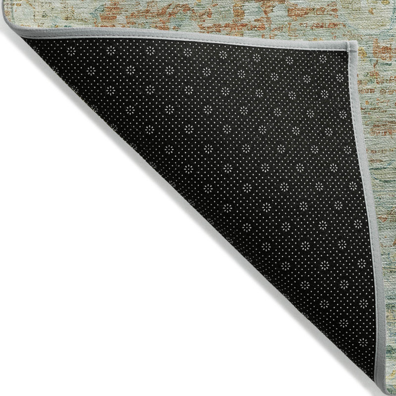 Tapis intérieur lavable 3 pi x 5 pi médaillon sauge et cuivre