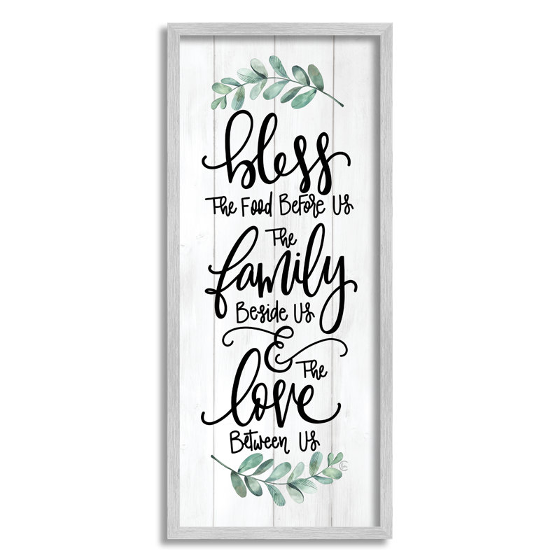 «Bless This Family», art texturé et giclée par la cuisine, H 13 po x l 30 po x P 1,5 po, Estampe numérique Farmhouse