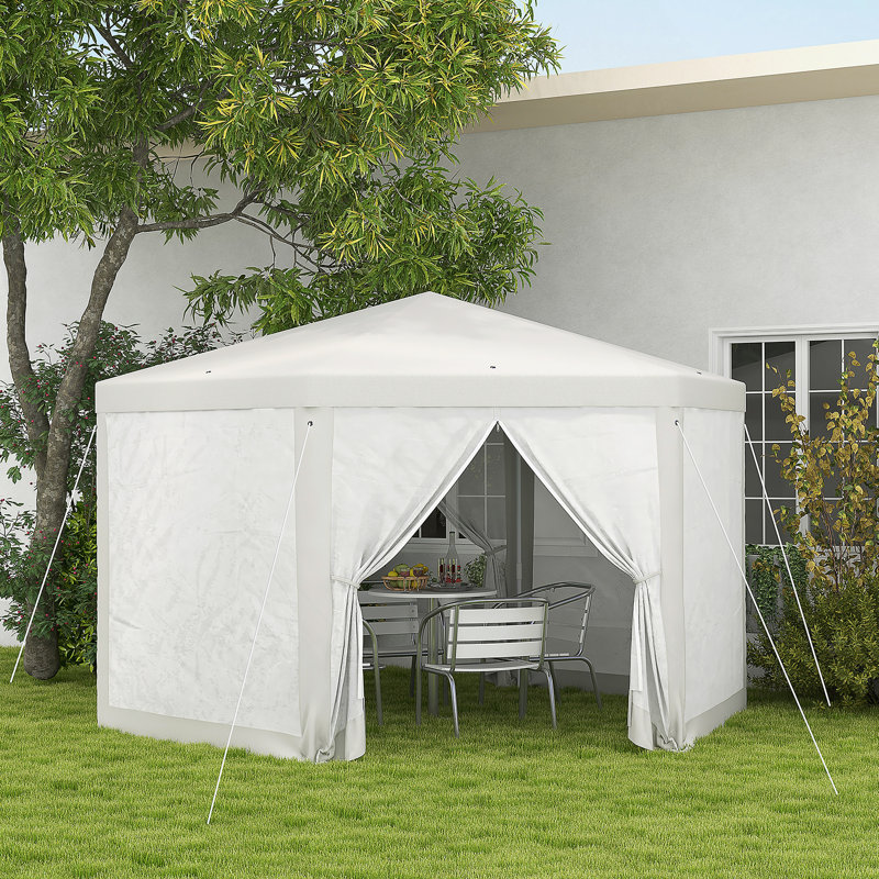 Tente de réception en plein air 13 pi x 11 pi Outsunny, Blanc