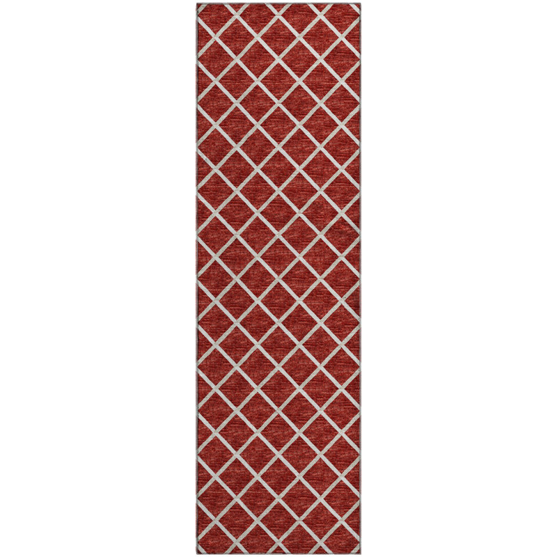 Tapis rouge Uran AMF140 lavable à la machine de qualité supérieure, Tapis de couloir 2 pi 3 po x 7 pi 6 po