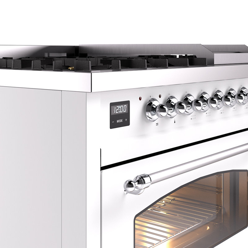 ILVE Nostalgie II 48 Dual Fuel Range , White/Chrome, Liquid Propane
