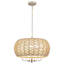 5 - Light Dimmable Drum Bohemian Hemp Rope Burlap Chandelier Hand-woven Natural Rattan Pendant-261952073