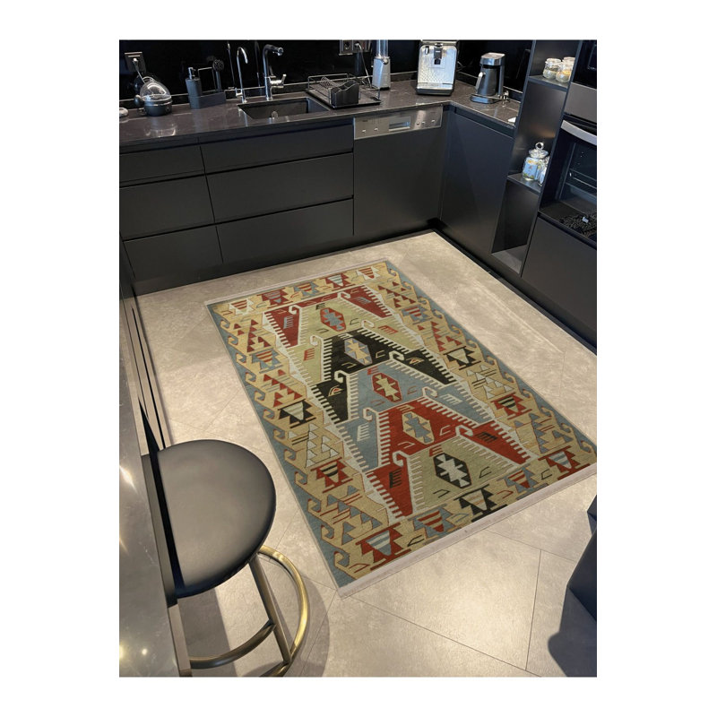 Multi Colour Ethnic Traditional Pattern Creative Vintage Decorative Machine Washable Area Rug, Rectangle 3'3" x 4'11"