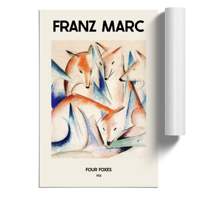 Group Of Foxes by Franz Marc - No Frame Painting, 42cm H x 30cm W x 0.1cm D