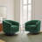 Applewold Upholstered Dark Green Corduroy Swivel Barrel Chair with Solid Wood Base-108258980
