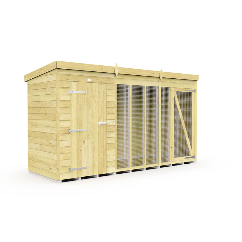 Dog Kennel and Run Full Height, 201cm H x 358cm W x 118cm D