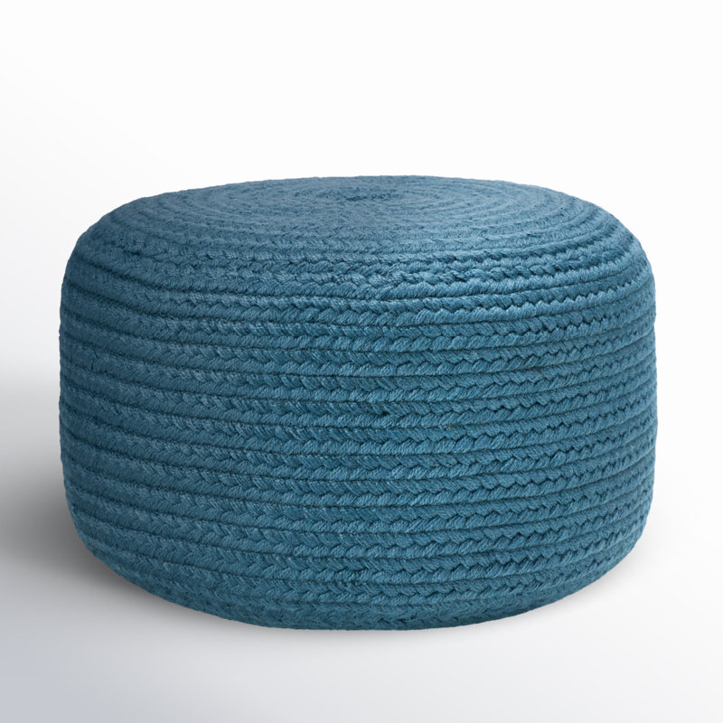 Dalenna 100% Polyester Fiber / Polystyrene Foam Beads Outdoor Ottoman, Blue