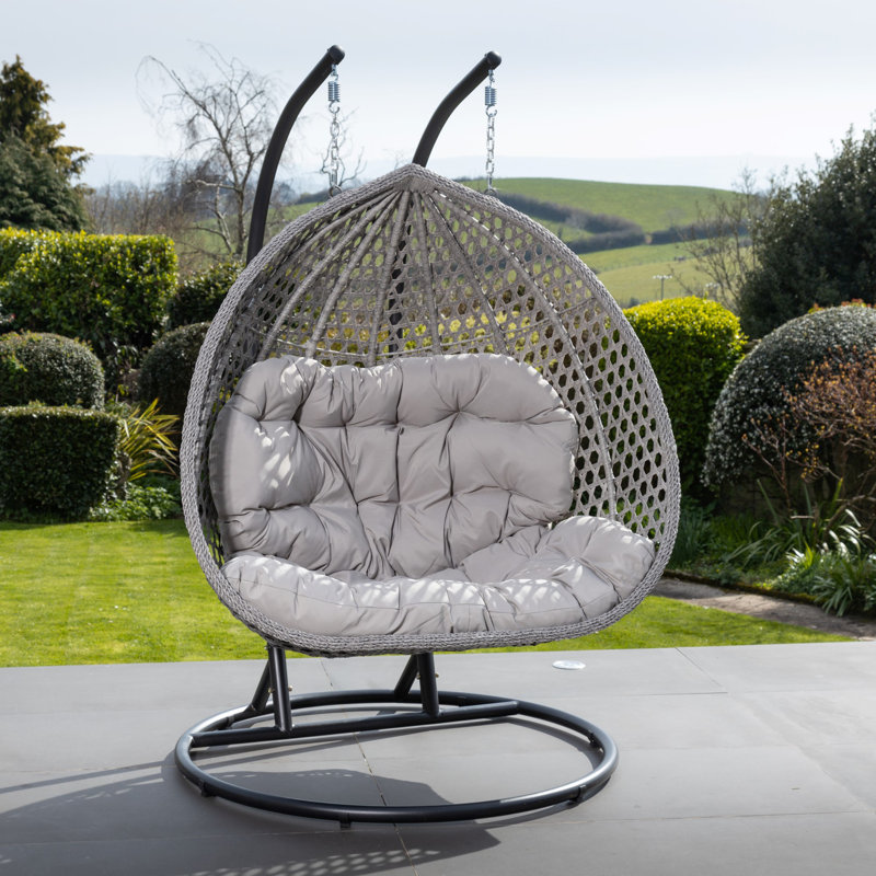 Panora 2 Person Porch Swing with Canopy, Light Grey, Grey
