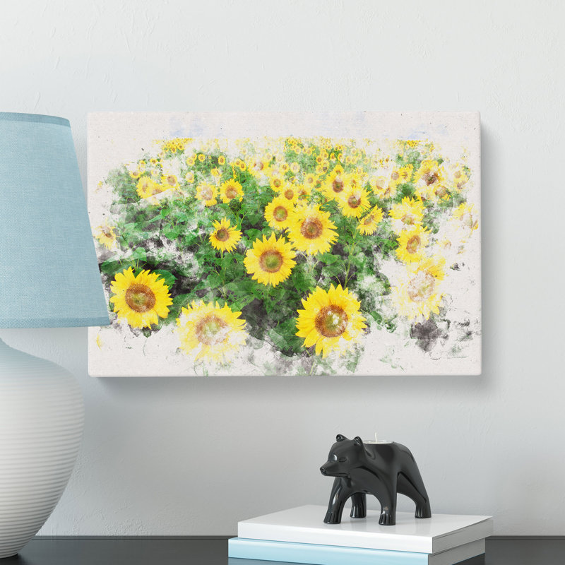 Yellow Sunflower Meadow - Wrapped Canvas, 40cm H x 60cm W x 4cm D