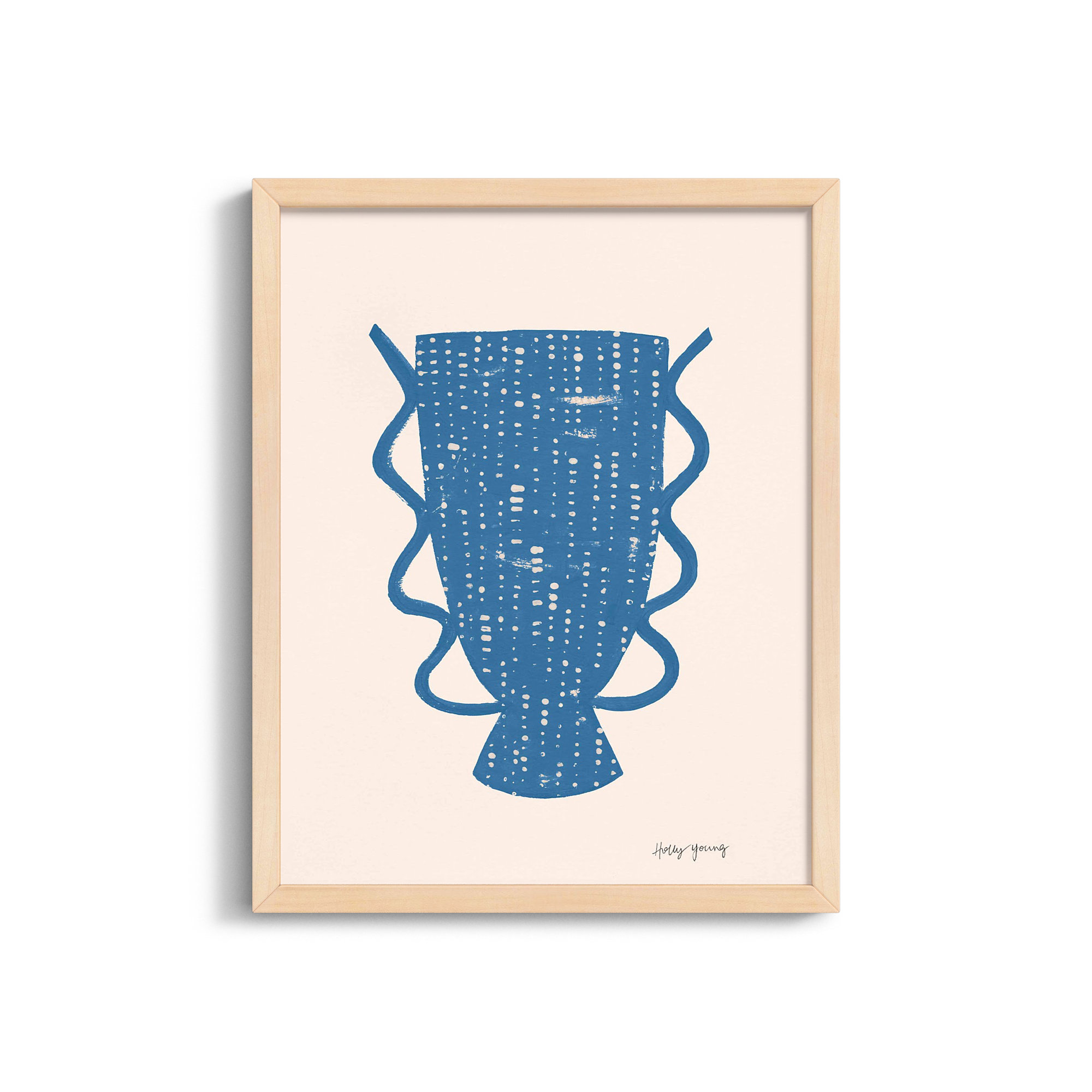 Blue Vessel 6 by Holly Young, 20" H x 16" W x 1.25" D, Beige