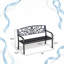 Banc de jardin en acier noir à 2 places avec dossier floral et structure résistante aux intempéries l 50 po x P 23,6 po x H 34,3 po