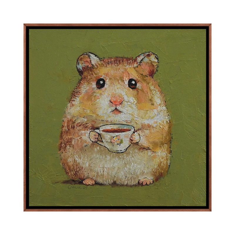 «Tea Shop Hamster», reproduction d'art sur toile encadrée, H 26 po x l 26 po, Brun