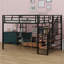 Metal Loft Bed With Staircase,Low Storage Table And Storage Shelves-1244220019