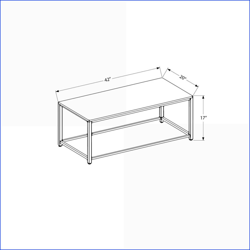 Table basse brune en mosaïque avec base en métal - 42 po rectangulaire pour le salon, pièce décorative polyvalente