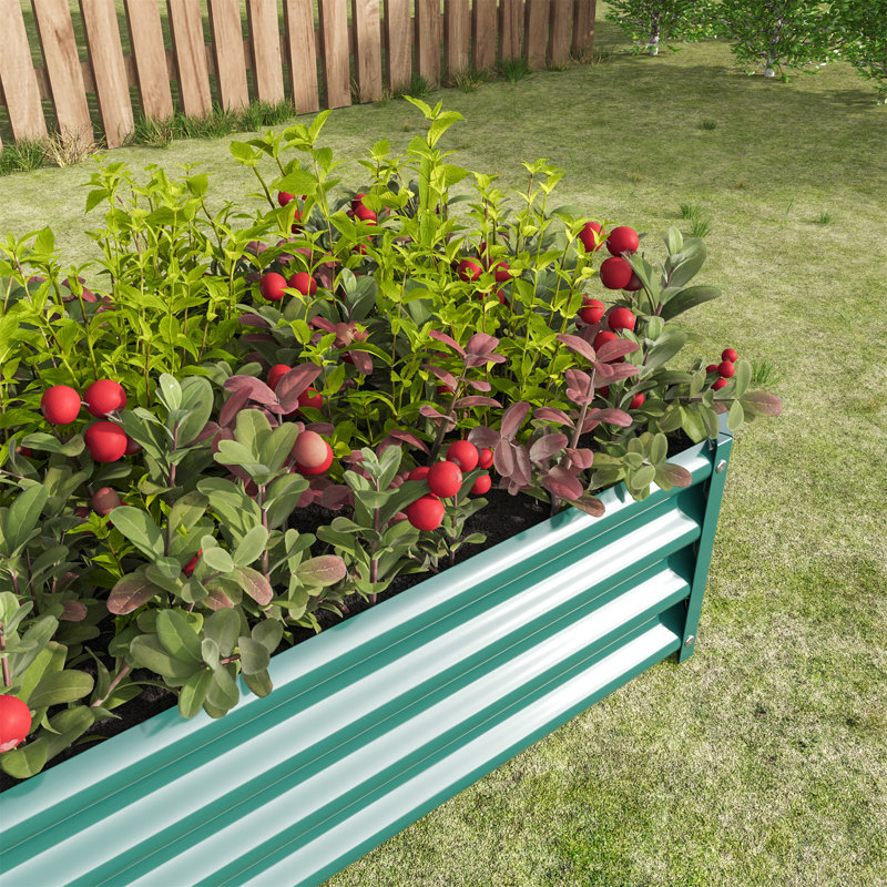 Metal Raised Garden Bed, Rectangle Raised Planter 4×2×1Ft  For Flowers Plants, Vegetables Herb Veezyo, Green