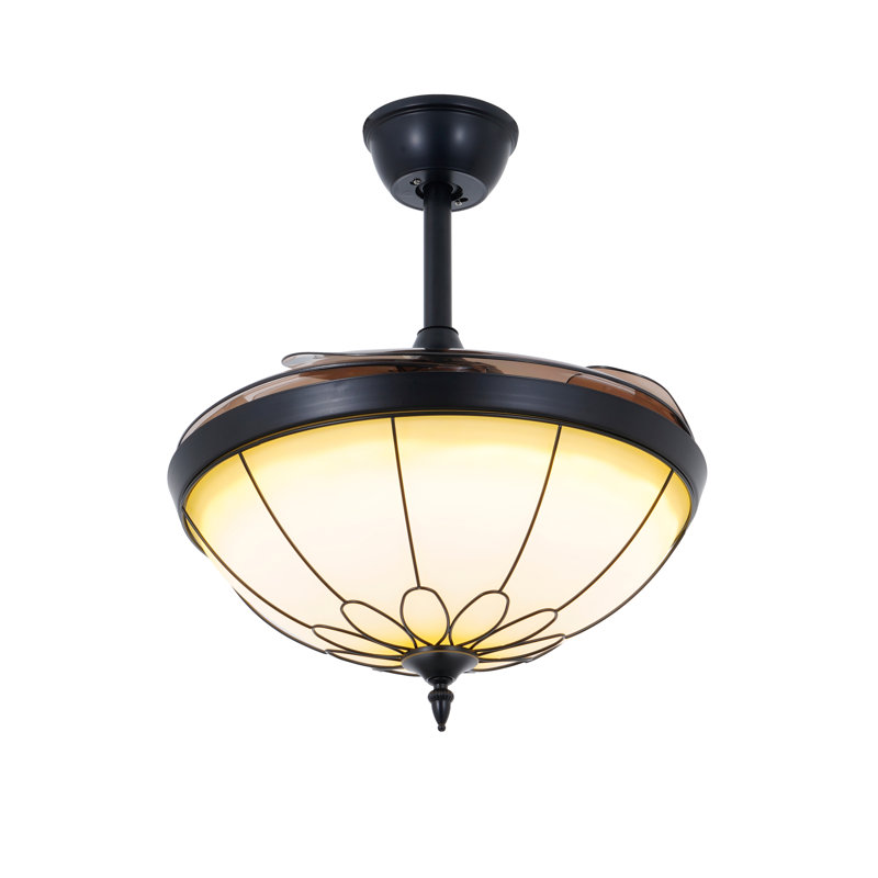 42" 4 - Blade Led 3 Speeds 3 Light Ceiling Fan With Remote Control Retractable Blades And Light Kit Included
