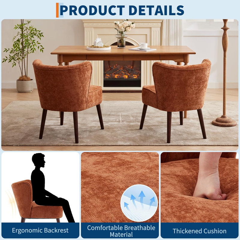 Chaise d'appoint moderne rembourrée, Orange