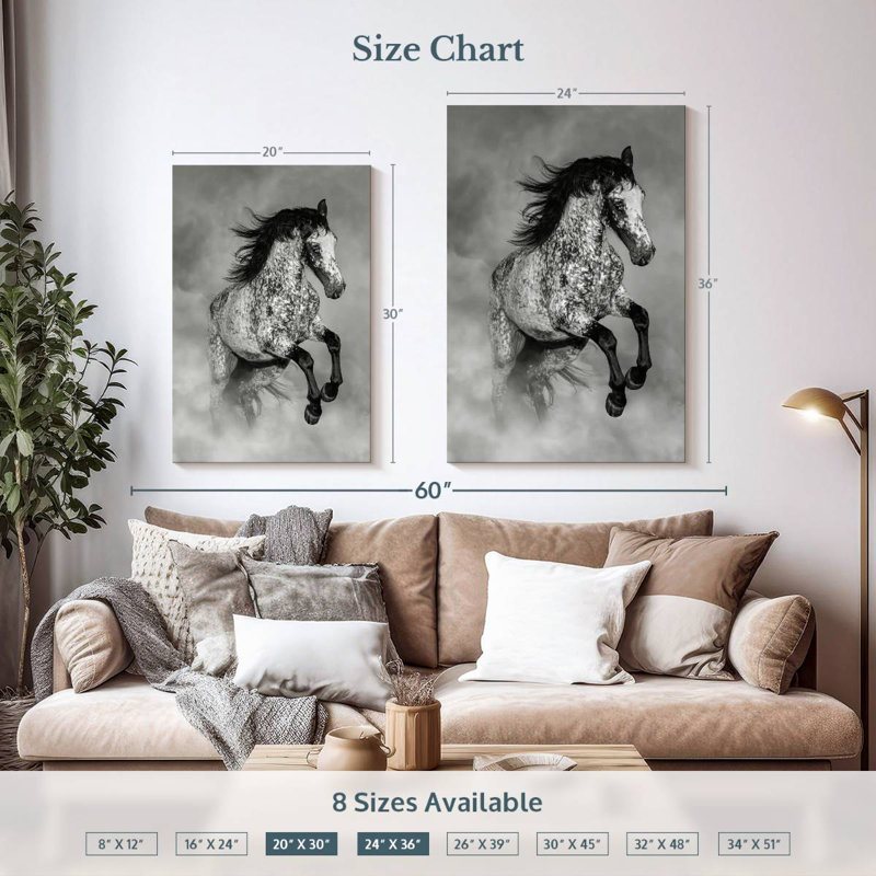 Ronce noir et blanc Appaloosa, H 36 po x l 24 po