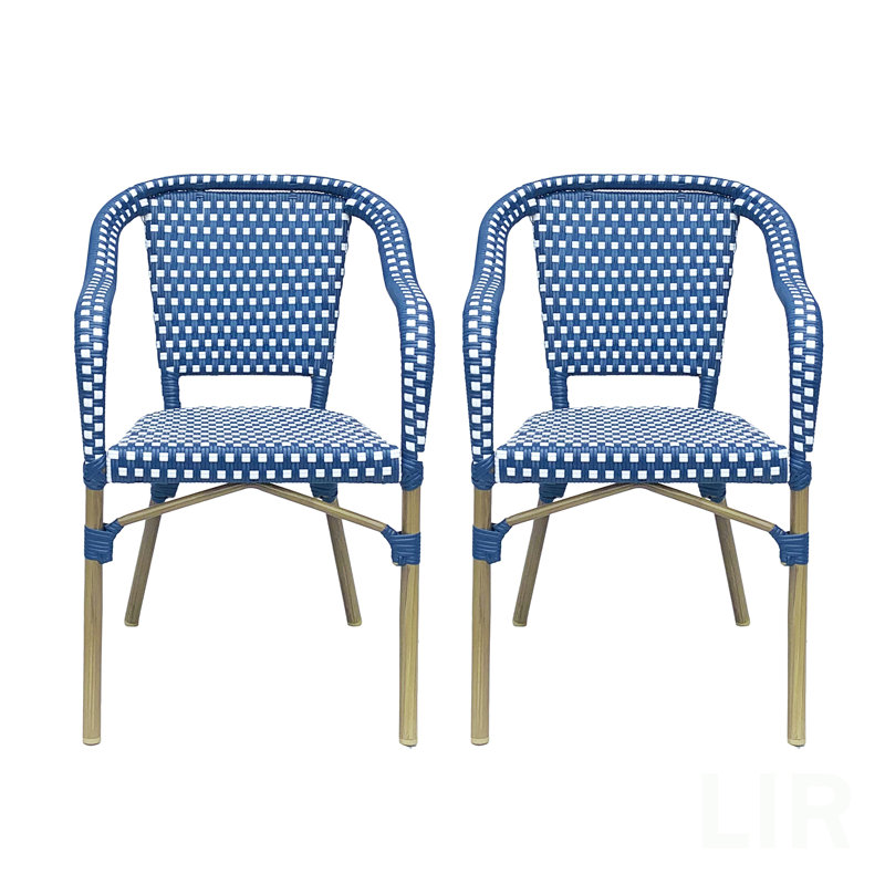Chaise BISTRO (ensemble de 2), chaise, Blanc / bleu marine / brun
