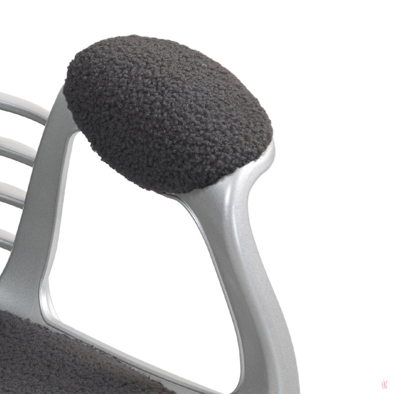 Kimar Chair with Padded Armrests, Dark Gray, Teddy