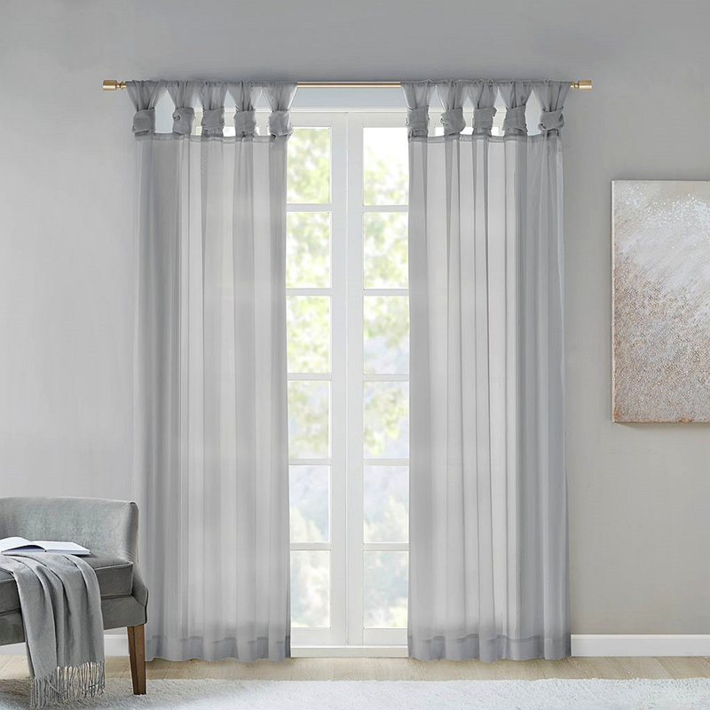 Paire de fenêtres transparentes Twist Tab, L 50 po x L 84 po, Gris clair