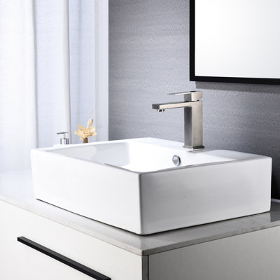 Bathroom Vanity Faucet With Waterfall Look, Stainless Steel 304, Single Lever, Brushed Nickel, Energy And Stylish, Hot Cold Modern Faucet, Spout, Lever Handle, Low Maintenance Cost,