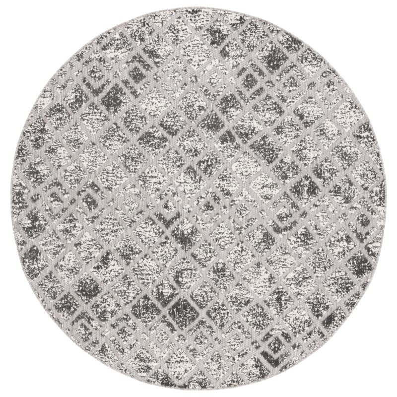 Tapis d'intérieur / extérieur à motif géométrique Brixwood Performance, Rond 6 pi 7 po