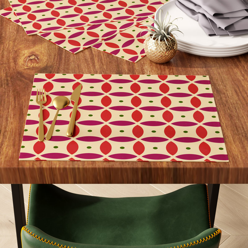 Polyester Geometric Rectangle Placemat, Yellow
