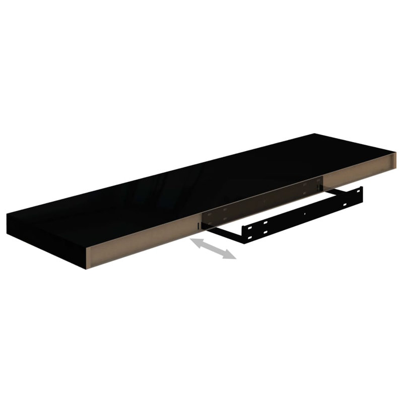 Arson 2 Piece Floating Shelf, 3.8cm H x 23.5cm W x 90cm D, High Gloss Grey