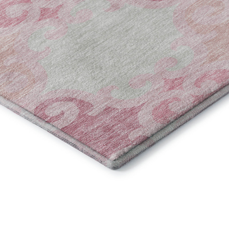 Premium Machine Washable Prisco Pink Rug, Rectangle 2'6" x 3'10"