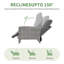 Fauteuil inclinable d'extérieur en osier avec dossier et repose-pieds réglables, fauteuil de patio avec table rabattable et coussin, structure en acier-323480411