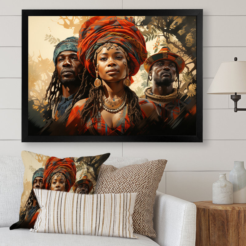 Couple africain résilient II - impression, H 30 po x l 40 po x P 1,5 po, Cadre simple noir