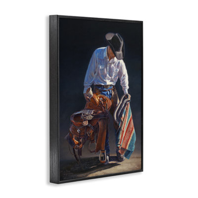«Stoic Cowboy & Saddle», art de la giclée encadrée par David Graham