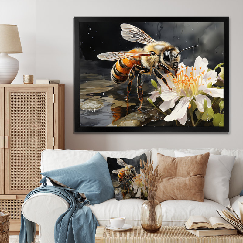 «Bee Natures Architect», reproduction d'art sur toile, H 16 po x l 32 po x P 1 po, Cadre flottant noir