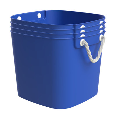  42 Qt Flexi Tub, Versatile Storage Tote, Home Organizer, Blue, 4 Pack