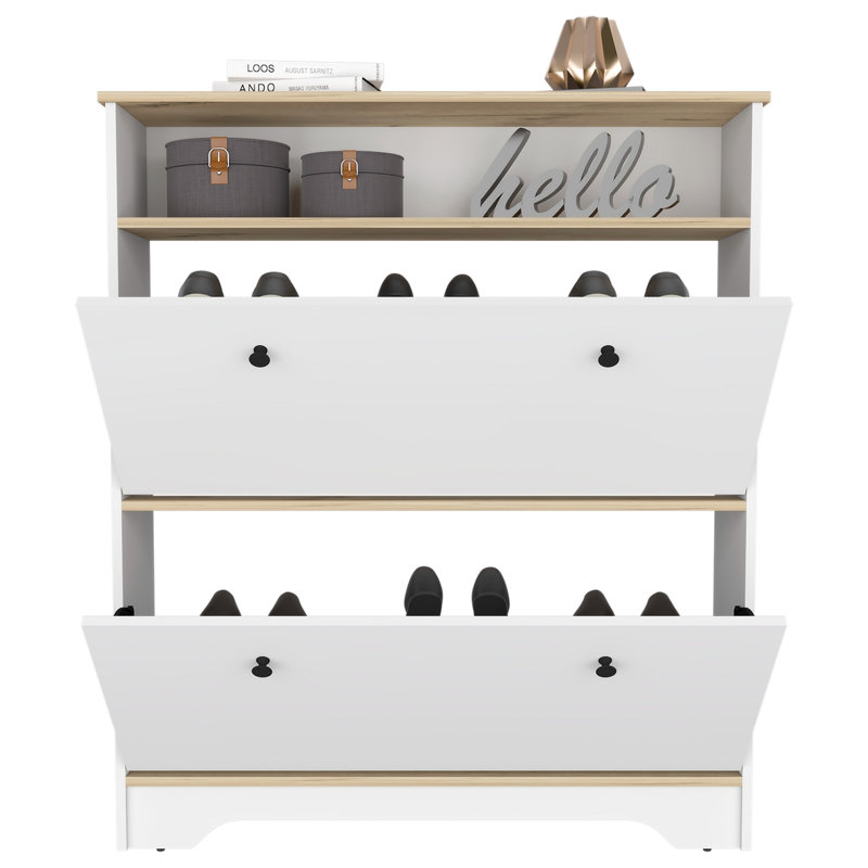 Range-chaussures, une tablette ouverte, deux armoires extensibles, Blanc