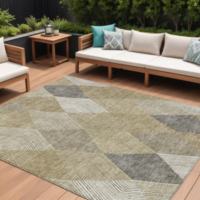 Tapis intérieur / extérieur lavable taupe et ivoire 9 pi x 12 pi